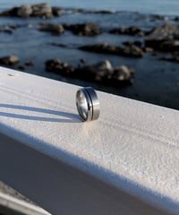 matte silver black line ring　NL2181
