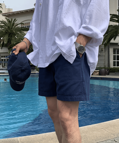 relaxed cotton blend drawstring shorts /4color　NL2135