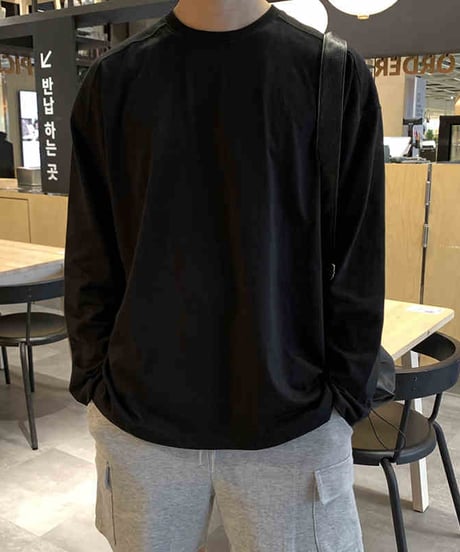 oversized yoke seam long sleeve tee/2color　NL2136