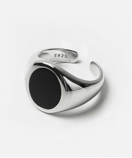 black onyx oval signet ring s925　NL2196