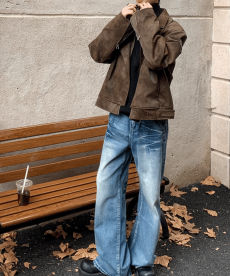suede-like riders jacket　NL2085
