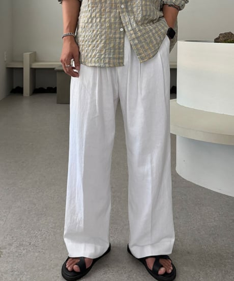 white relaxed tuck pants　NL2146