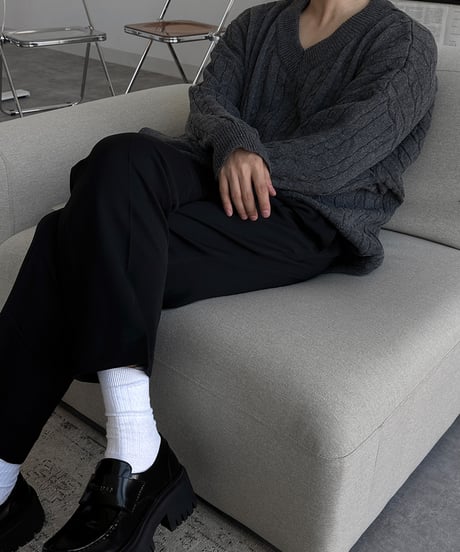 oversize twist vneckknit pullover　NL2088