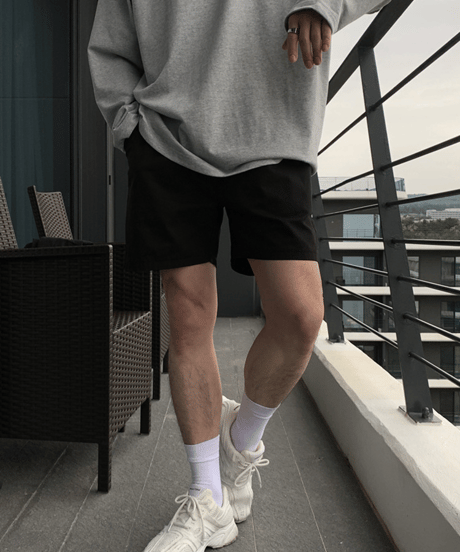 relaxed cotton blend drawstring shorts /4color　NL2135