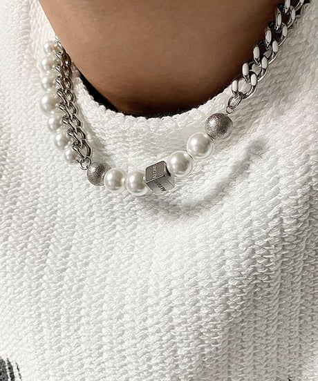 silver chain pearl necklace　NL2186