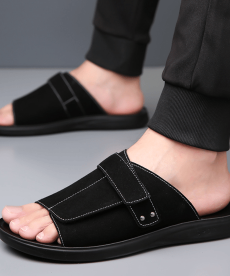 minimalist suede adjustable slides /3color　NL2382