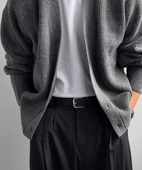 relaxed rib knit oversized cardigan /2color　NL2126