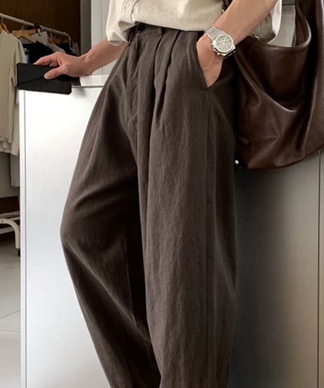 wide tuck linen slacks /6color　NL2326