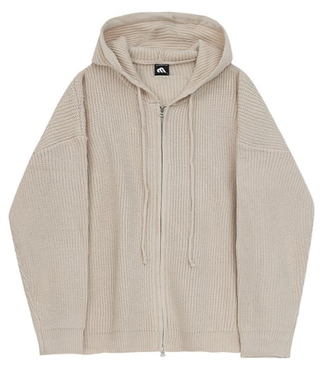 oversized zip-up knit hoodie /2color　NL2102