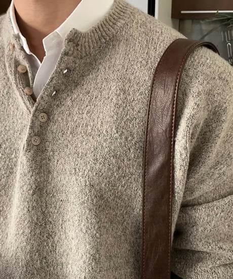 henley neck pullover knit　NL2108