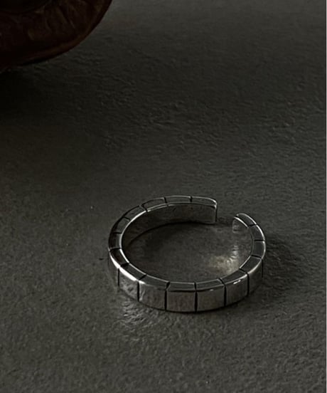 tile pattern open silver ring　NL2199