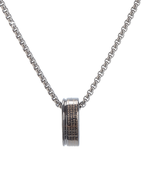 spanish lord's prayer ring pendant box chain necklace　NL2211
