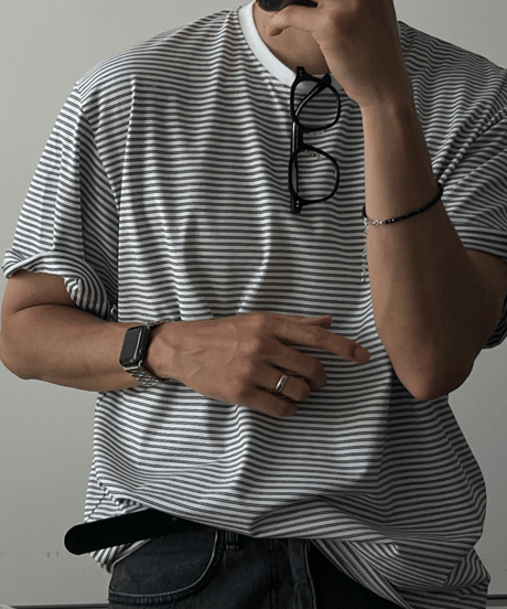 urban striped oversized t-shirt /2color　NL2398