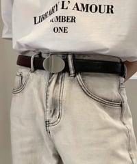 oval buckle minimalist leather belt　NL2280