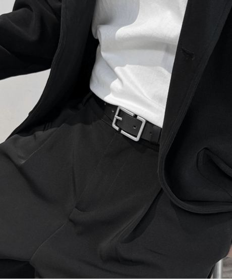 minimalist square buckle leather belt /2color　NL2294