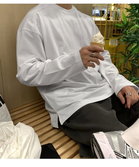 oversized yoke seam long sleeve tee/2color　NL2136