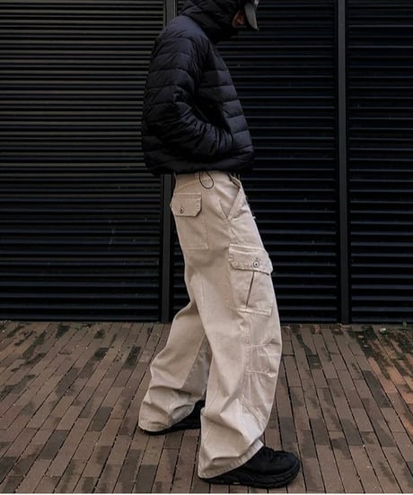 loose wide baggy cargo pants /2color　NL2352