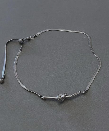 silver snake chain  knot necklace　NL2093
