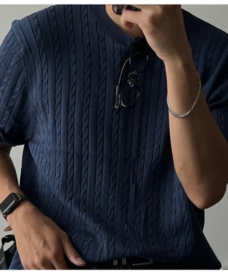 texture short sleeve knit sweater/３color　NL2397