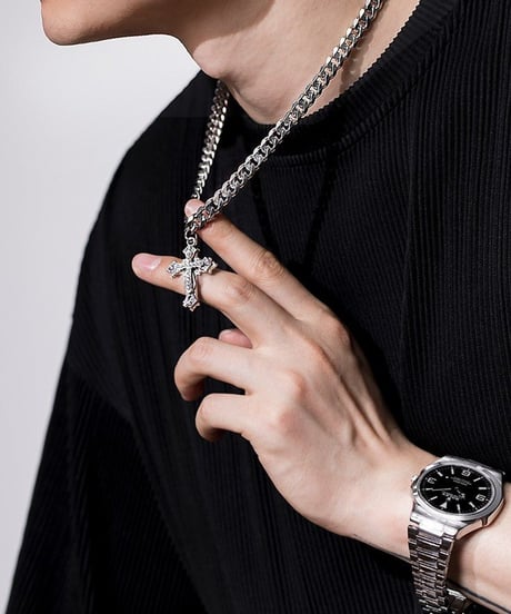 gothic cross iced cuban chain　NL2247