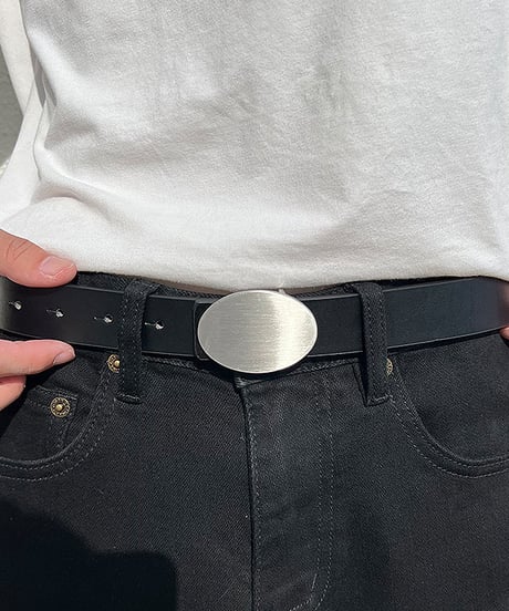 oval buckle minimalist leather belt　NL2280