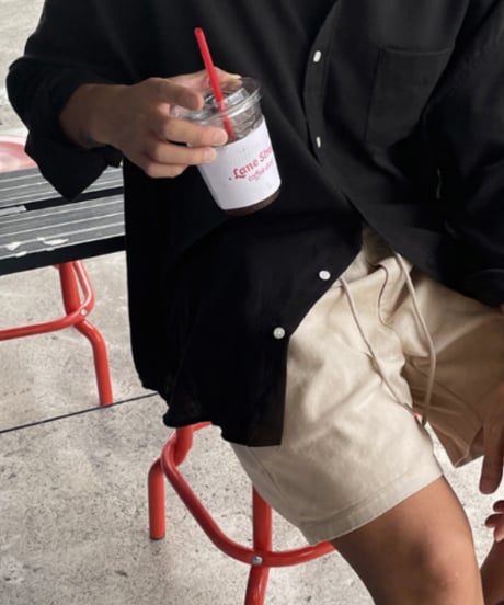 relaxed cotton blend drawstring shorts /4color　NL2135