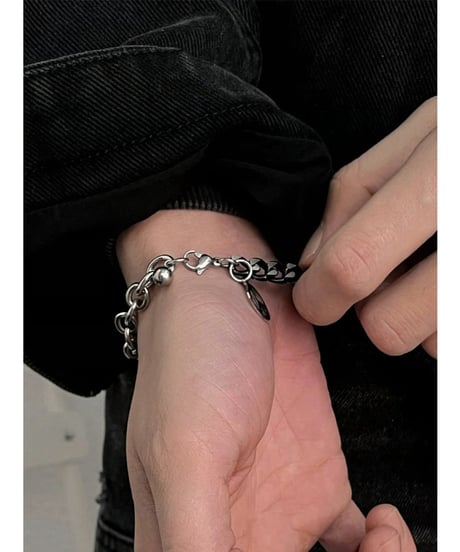 bicolor peace sign chain bracelet　NL2265