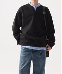 layered v-neck stripe sweatshirt /2color　NL2355