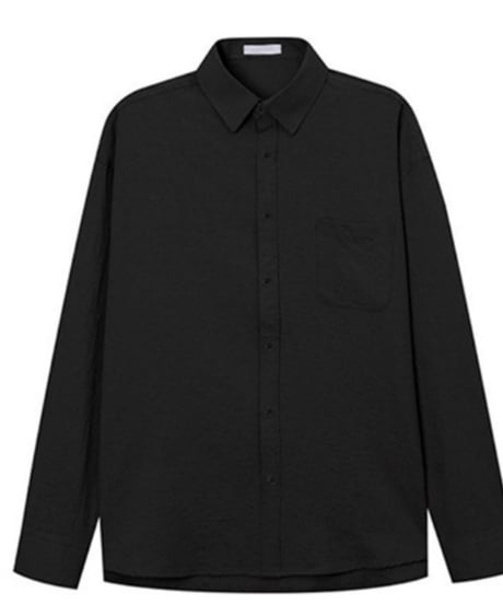 relaxed linen blend black shirt　NL2128