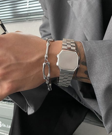silver bone link toggle bracelet　NL2264