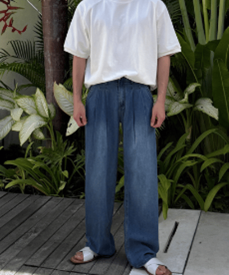 effortless vintage wash wide denim /2color　NL2406