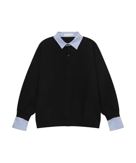 layered polo neck sweatshirt /3color　NL2354