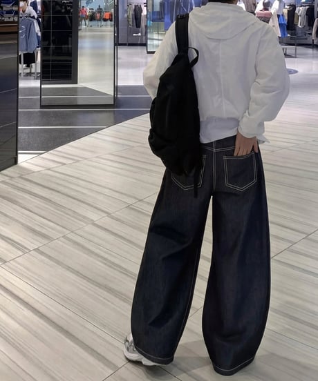 wide leg contrast stitch denim　NL2356