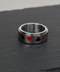 poker card suit spinner ring silver　NL2268
