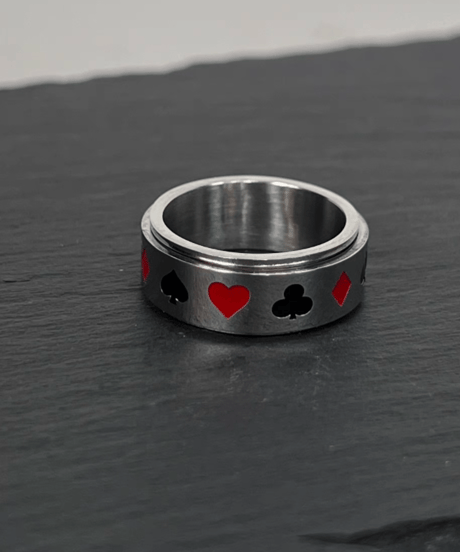 poker card suit spinner ring silver　NL2268