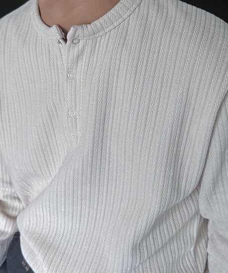 corduroy ribbed henley neck shirt /4color　NL2087