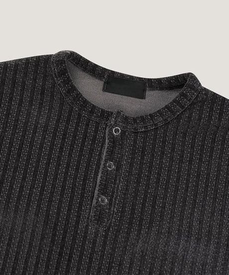 corduroy ribbed henley neck shirt /4color　NL2087