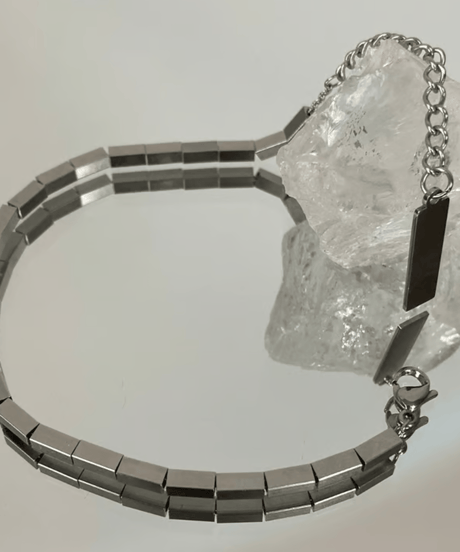 square block chain bracelet silver　NL2266