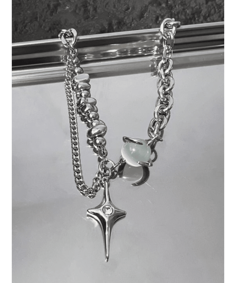 cyber punk star asymmetric necklace　NL2226