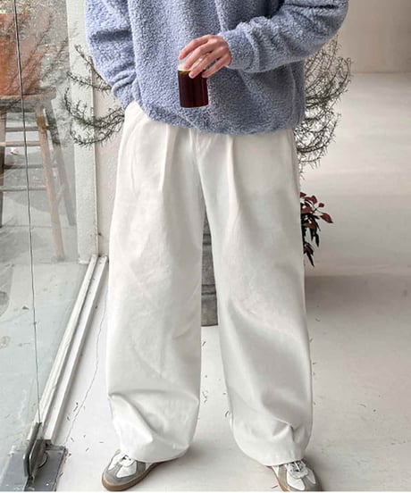 wide leg cotton tuck pants /2color　NL2150