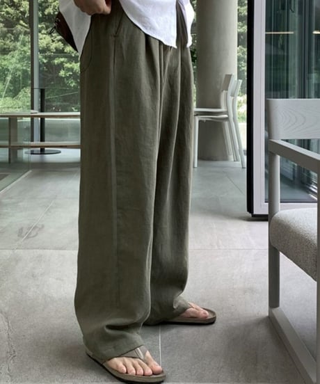 wide tuck linen slacks /6color　NL2326