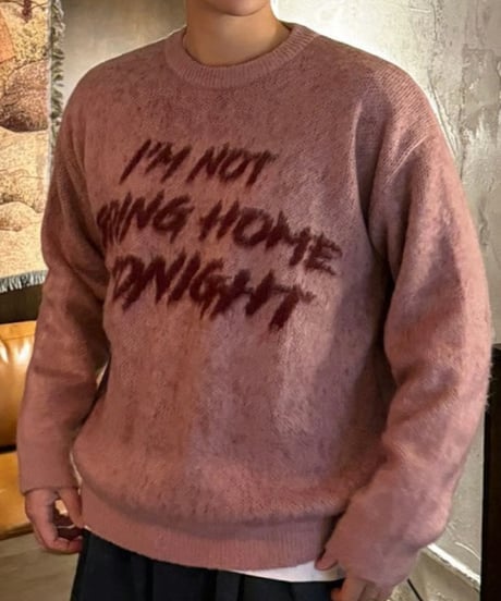 graphic brushed crew neck knit /3color　NL2094