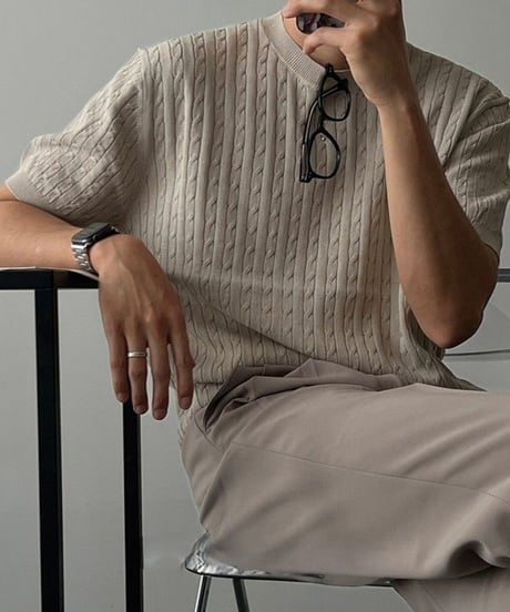 short sleeve crew neck sweater /2color　NL2396
