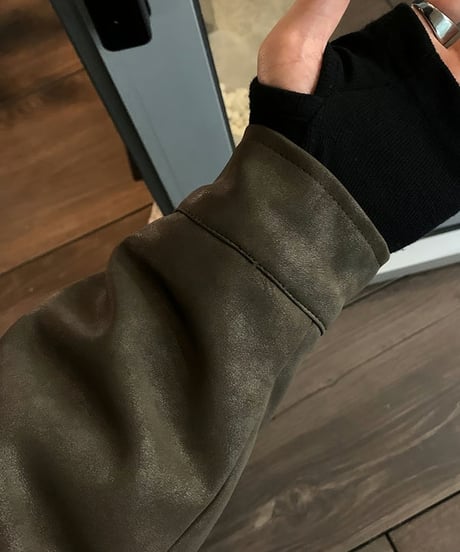 fake suede boa collar jacket　NL2104