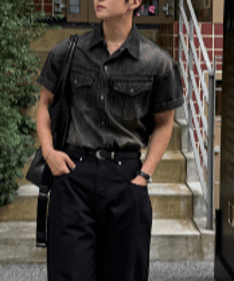 short sleeve denim shirt /2color　NL2402