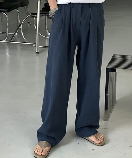 wide tuck linen slacks /6color　NL2326