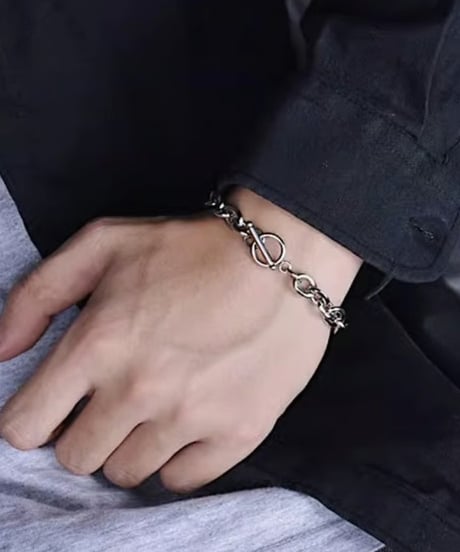 silver toggle chunky chain bracelet　NL2210