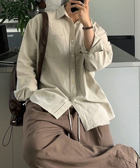 relaxed linen blend daily shirts　NL2144
