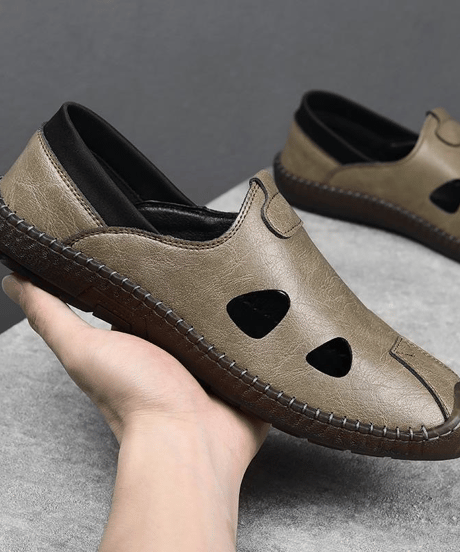 breathable leather slip-on summer sandals /2color　NL2389