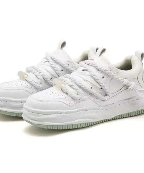 black and white chunky sneakers with rope laces /4color　NL2364